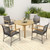 Set of 4 Patio Rattan Dining Chairs with Acacia Wood Armrests-Set of 4 - Color: Gray D681-HW71250-4