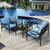 4 Pieces Patio Furniture Set Aluminum Frame Cushioned Sofa - Color: Black D681-HW65783+