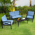 4 Pieces Patio Furniture Set Aluminum Frame Cushioned Sofa - Color: Black D681-HW65783+