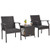 3 Piece Patio Wicker Chair Set with Quick Dry Foam Cushions All Weather - Color: Brown D681-NP11280