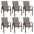 6 Pieces Patio Stackable Dining Chairs with Curved Armrests and Breathable Fabric - Color: Brown D681-NP10407-12