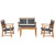 4 Pieces Outdoor Patio Rattan Furniture Sofa Set with Acacia Wood Frame - Color: Brown D681-HW67677