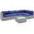 6 Piece Patio Conversation Sofa Set with Tempered Glass Coffee Table-Navy - Color: Navy D681-HW71245NY+