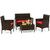 4 Piece Patio Rattan Conversation Set with Cozy Seat Cushions-Red - Color: Red D681-HW71887RE