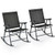 Folding Rocking Chair with Breathable Seat Fabric Set of 2-Black - Color: Black D681-NP11218DK-2