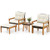 5 Piece Rattan Furniture Set with Square Coffee Table-White - Color: White D681-HW72575WH
