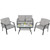 4 Pieces Outdoor Conversation Set with Seat Back Cushions and Waist Pillows-Gray - Color: Gray D681-NP10926GR+