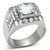 TK348 - High polished (no plating) Stainless Steel Ring with AAA Grade CZ  in Clear A874-TK348