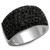 LO4086 - Rhodium+Hematite Brass Ring with Top Grade Crystal  in Jet A874-LO4086