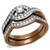 TK2953 - Two Tone IP Light Brown (IP Light coffee) Stainless Steel Ring with AAA Grade CZ  in Clear A874-TK2953