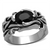 TK1355 - High polished (no plating) Stainless Steel Ring with Synthetic Synthetic Glass in Jet A874-TK1355
