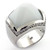 LOAS770 - Rhodium 925 Sterling Silver Ring with Synthetic Synthetic Glass in White A874-LOAS770