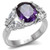 TK086 - High polished (no plating) Stainless Steel Ring with AAA Grade CZ  in Amethyst A874-TK086