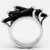 3W247 - Rhodium Brass Ring with AAA Grade CZ  in Black Diamond A874-3W247