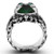 TK1312 - High polished (no plating) Stainless Steel Ring with Synthetic Synthetic Glass in Emerald A874-TK1312