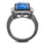 TK2758 - IP Light Black  (IP Gun) Stainless Steel Ring with Top Grade Crystal  in Capri Blue A874-TK2758