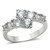 3W132 - Rhodium Brass Ring with AAA Grade CZ  in Clear A874-3W132