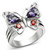 3W233 - Rhodium Brass Ring with AAA Grade CZ  in Multi Color A874-3W233