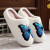 Color: Blue, Shoe Size: 44-45 - Lucyever Butterfly Embroidery Plush Woman Slippers Non Slip Soft Ho F640-12000041176626895