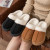 Color: Brown, Shoe Size: 40-41 - New Fluffy Home Warm Slippers Women Soft Sole Bedroom Plush Lined  F640-12000042281583761