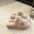 Color: light yellow, Shoe Size: 41 - New Winter Open Toe Slipper Fur Thick Sole Flats Heel Ladies C F640-12000035794326427