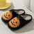 Color: black, Shoe Size: 4.5 - Smile Pumpkin Halloween Women's Slippers Winter Indoor Cartoon Comfo F640-12000039892808854