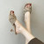 Color: Beige, Shoe Size: 39 - Summer Fashion Simple Ladies Slippers Dew Feet High Heels Solid Color F640-12000032489130598