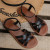 Color: Brown, Shoe Size: 39 - Shoes for Women 2024 Summer New Women Flat Sandals Bottom Roman Strap F640-12000038720001208