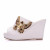 Color: Beige, Shoe Size: 41 - Crystal Queen 10cm Peep Toe Platform Wedges Slippers High Heels Beach F640-12000028612982155