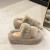 Color: Ivory, Shoe Size: 38 - New Winter Open Toe Slipper Fur Thick Sole Flats Heel Ladies Casual S F640-12000035794326410