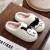 Color: WHITE, Shoe Size: 44 - Cow Cat Pet Pattern Embroidery stuffed Home Platform Cozy Wool Cotton F640-12000040047978847