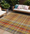 9' X 12' Yellow Orange and Brown Plaid Washable Non Skid Indoor Outdoor Area Rug N270-561901