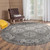 6' Charcoal and Gray Medallion Power Loom Round Rug N270-531823