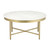 36" White And Gold Genuine Marble And Steel Round Coffee Table N270-565096