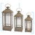 Set of Three Brown Glass and Metal Geometric Floor Lantern Candle Holders N270-517558