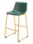 Set of Two 29" Green And Gold Faux Leather And Steel Bar Height Bar Chairs N270-555753
