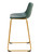 Set of Two 29" Green And Gold Faux Leather And Steel Bar Height Bar Chairs N270-555753