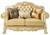 64" Bone And Gold Faux Leather Loveseat and Toss Pillows N270-515706