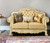 64" Bone And Gold Faux Leather Loveseat and Toss Pillows N270-515706