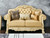 64" Bone And Gold Faux Leather Loveseat and Toss Pillows N270-515706