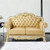 64" Bone And Gold Faux Leather Loveseat and Toss Pillows N270-515706