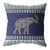 16" Navy Ornate Elephant Zippered Suede Throw Pillow N270-410795