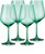 Set of Four Green Crystal Balloon Bowl Stemmed Red Wine Glass N270-485154