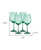Set of Four Green Crystal Balloon Bowl Stemmed Red Wine Glass N270-485154