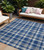 8' X 10' Navy and Ivory Plaid Washable Non Skid Indoor Outdoor Area Rug N270-563373