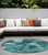 8' Round Teal Round Abstract Washable Non Skid Indoor Outdoor Area Rug N270-561629
