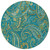 8' Round Teal Round Paisley Washable Non Skid Indoor Outdoor Area Rug N270-561469