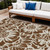 8' X 10' Brown and Ivory Floral Washable Non Skid Indoor Outdoor Area Rug N270-562422
