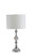 30" Silver Metal Bedside Table Lamp With White Classic Drum Shade N270-468548