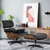 35" Black Tufted Leather And Brown Swivel Lounge Chair with Ottoman N270-526374
